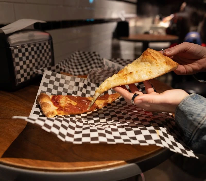 A slice of pizza from a Las Vegas Strip food tour stop